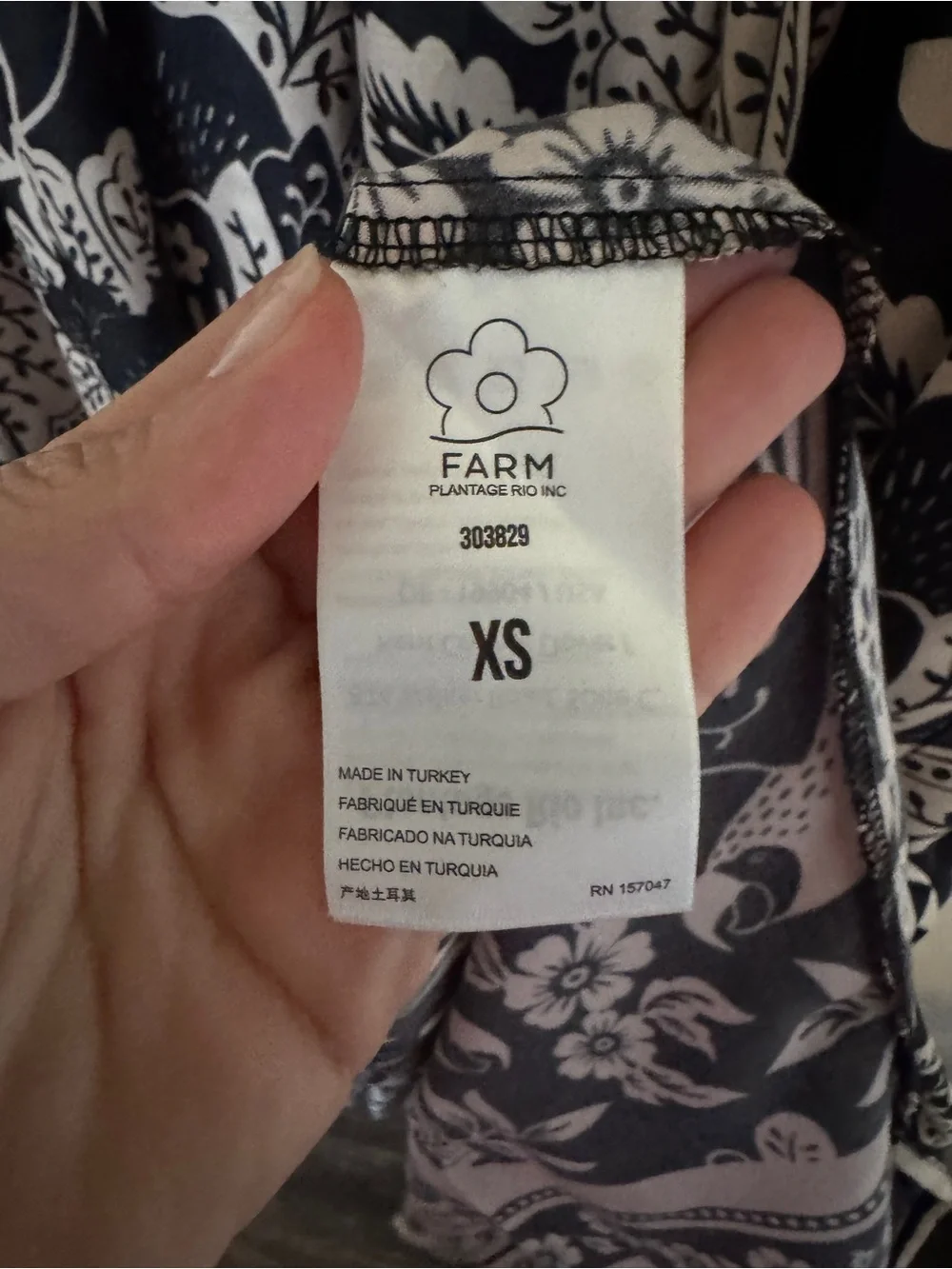 NWT FARM RIO GRAPHIC FLORAL DOVES SIGNATURE BLACK CREAM MAXI PRAIRIE DRESS SZ XS - Picture 11 of 13